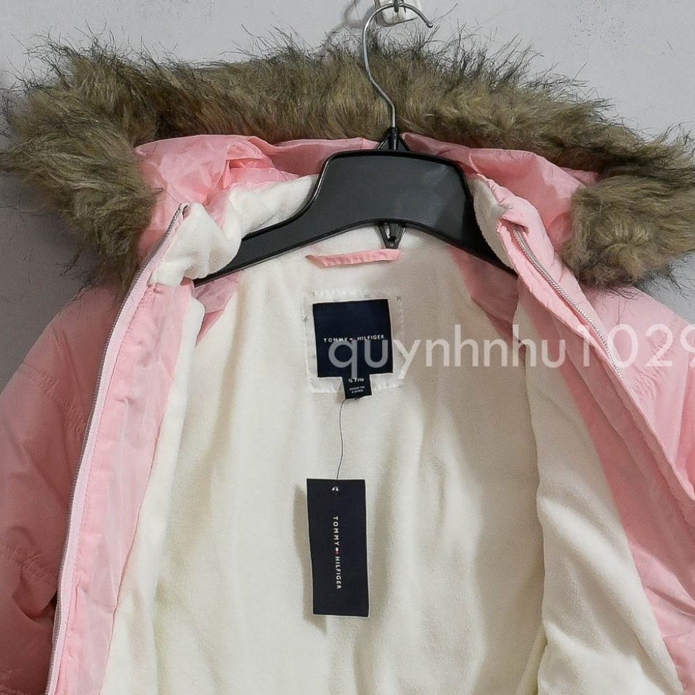 NWT Tommy Hilfiger Girls Fleece Lined Puffer Jacket PINK . - Picture 7 of 10